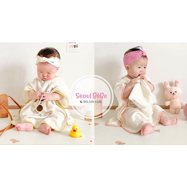 Áo choàng tắm Dottodot cho bé có mũ hoạ tiết dễ thương made in Korea