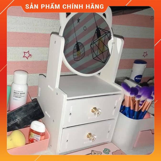 Kệ Gương Đựng Mỹ Phẩm 2 Ngăn Tai Mèo Dễ Thương MSP96988