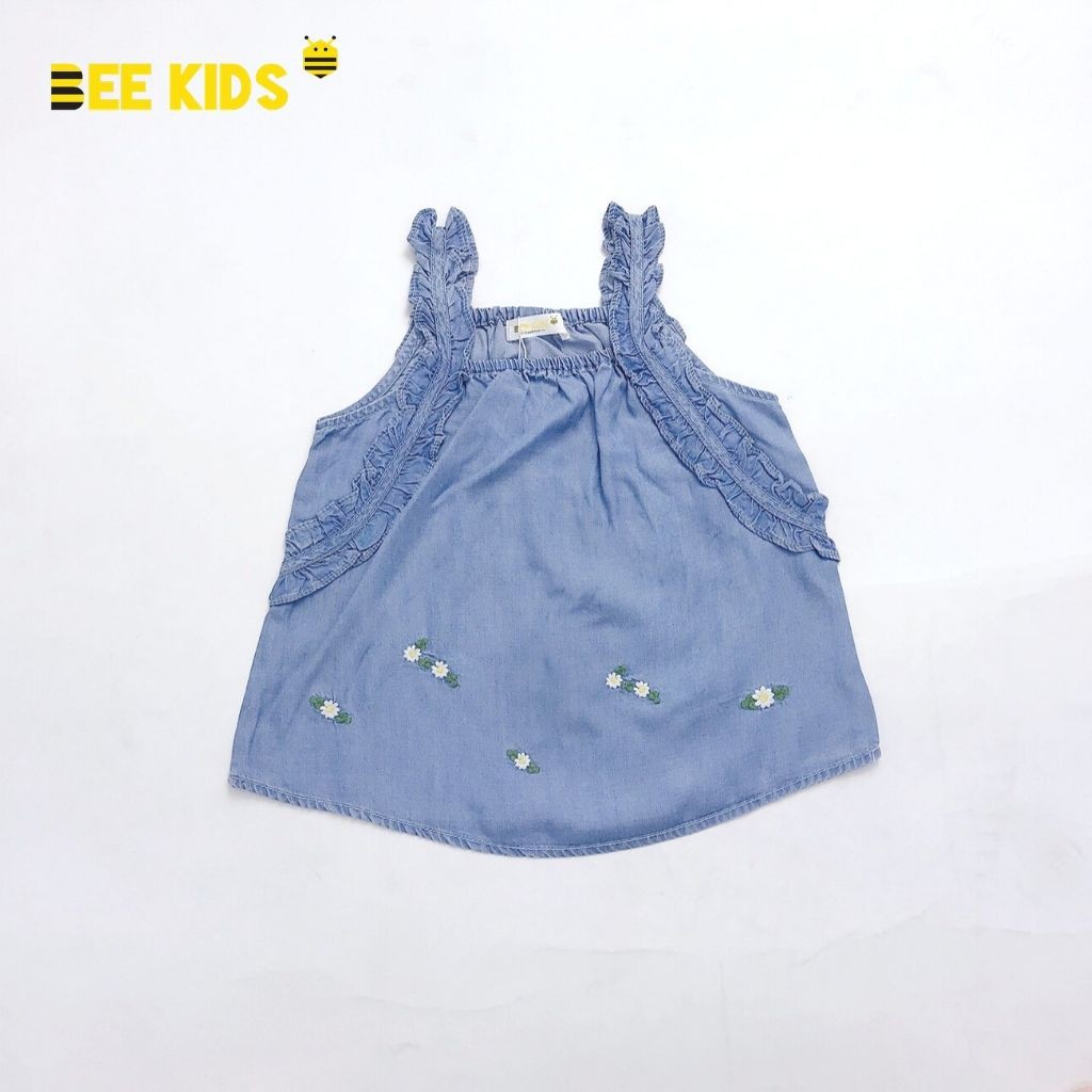 Áo Bò Bee Kids 2 Dây Cổ Tròn Nhún Bèo Thêu Hoa Cho Bé Gái ( 4 - 14 Tuổi ) 7AJ01316ST