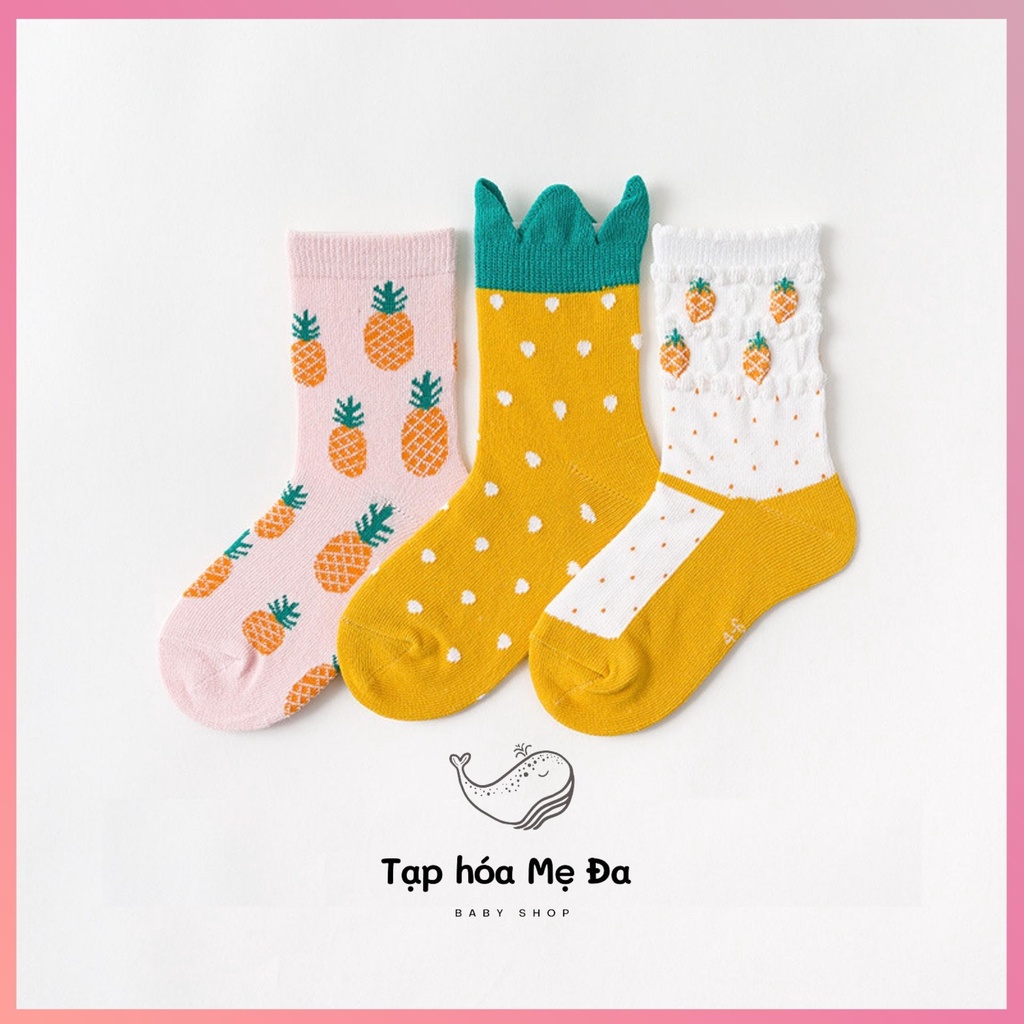 [Cao cấp] Set 3 đôi tất/vớ unisex phong cách hoạt hình chính hãng Caramella cho bé 0-9 tuổi