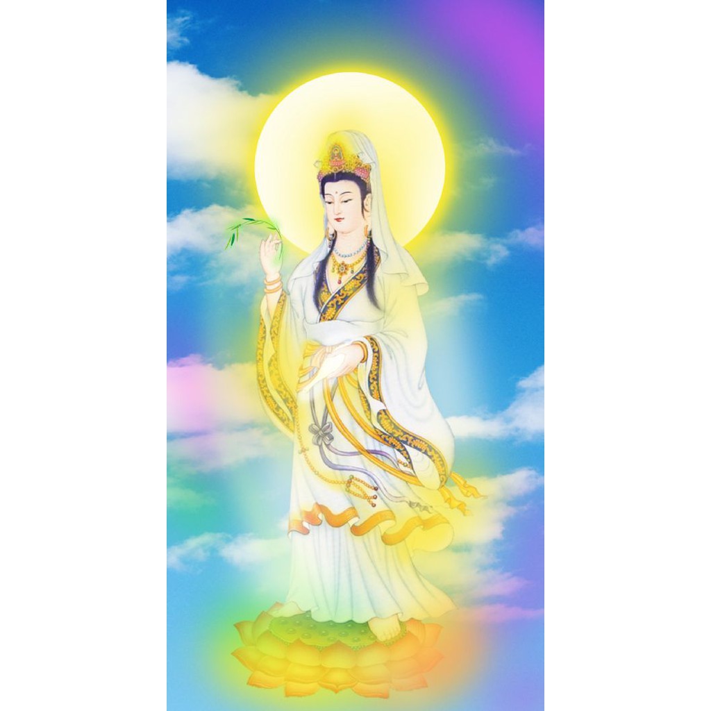 Tranh đính đá 5D , Tranh Quan thế âm bồ tát đính đá toàn bộ