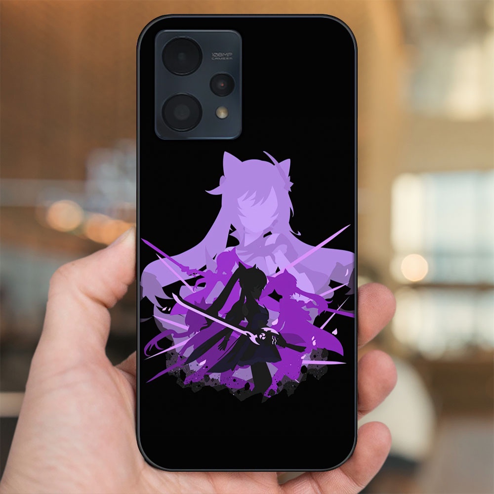 Ốp lưng Realme 9, 9 Pro, 9 Pro Plus viền đen in hình Keqing Genshin Impact