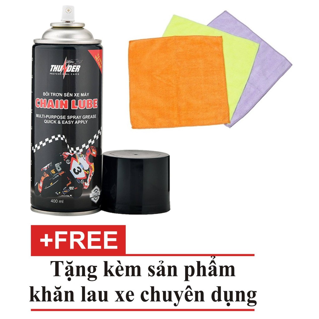 Chai xịt Bôi trơn và bảo vệ sên Thunder 400ml tặng khăn lau xe