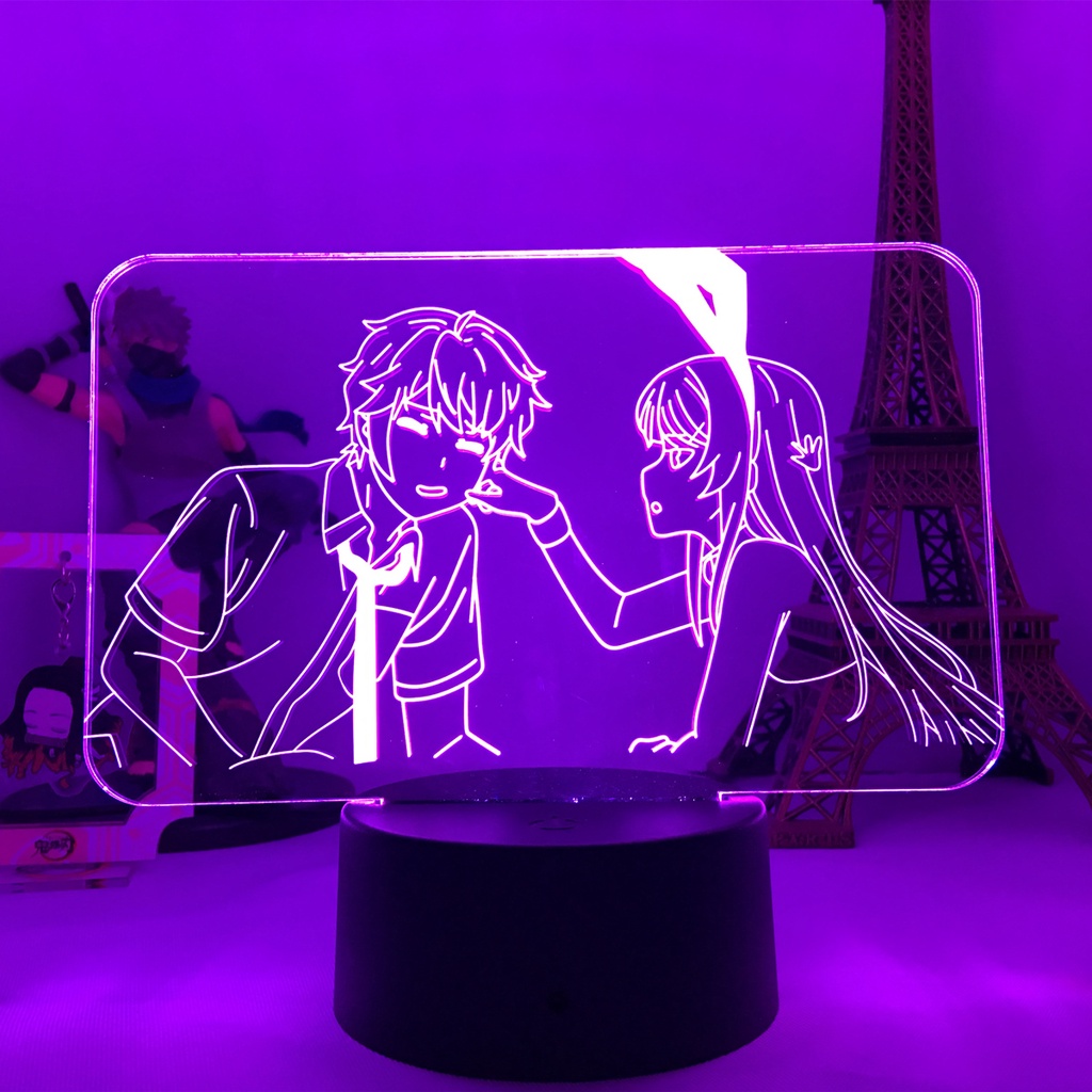 Đèn Ngủ Để Bàn Hình Sakurajima Mai And Azusagawa Sakuta 3d Bằng Acrylic