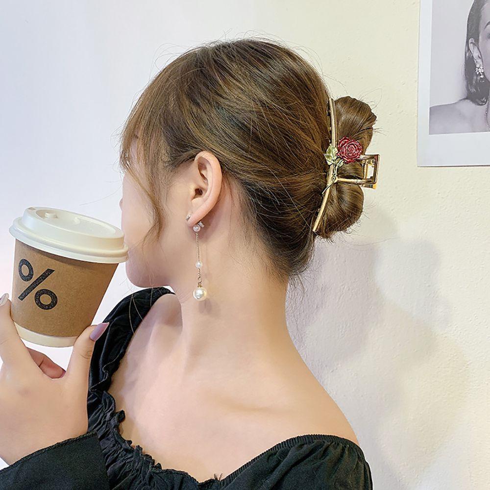 Kẹp Tóc Càng Cua Lớn Bằng Kim Loại Hình Hoa Hồng Cho Nữ