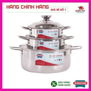 Bộ nồi inox sunhouse sh224 cao cấp 3 kích cỡ