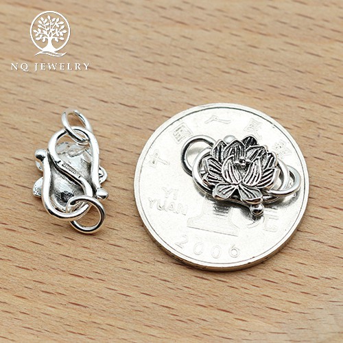 Charm bạc khóa đôi đầu sen - NQ Jewelry
