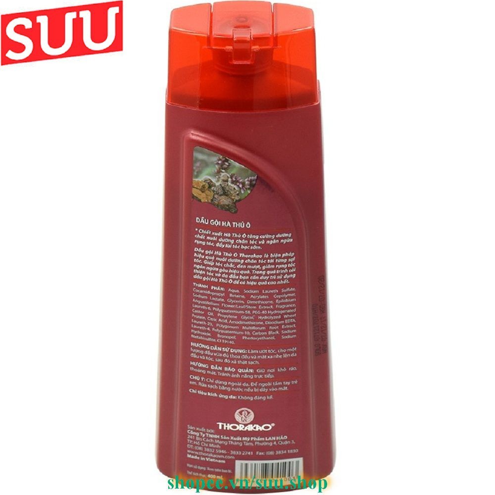 Dầu Gội Thorakao 400ml Tinh Chất Hà Thủ Ô, suu.shop cam kết 100% chính hãng