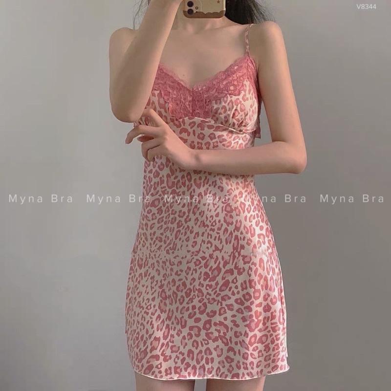 V8344 Váy lụa da beo mát lịm nhẹ tênh