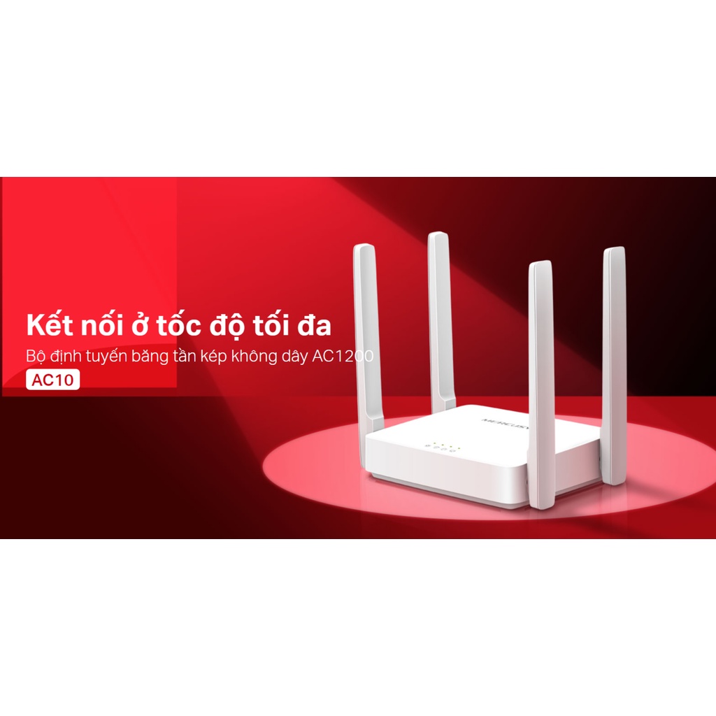 [Chính Hãng] Phát Wifi Mercusys AC10 Băng Thông 1200M Băng Tần Kép