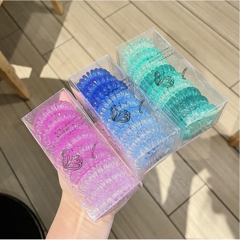 Set 9 Dây Buộc Tóc Cao Su Trong Suốt Thời Trang Cho Nữ
