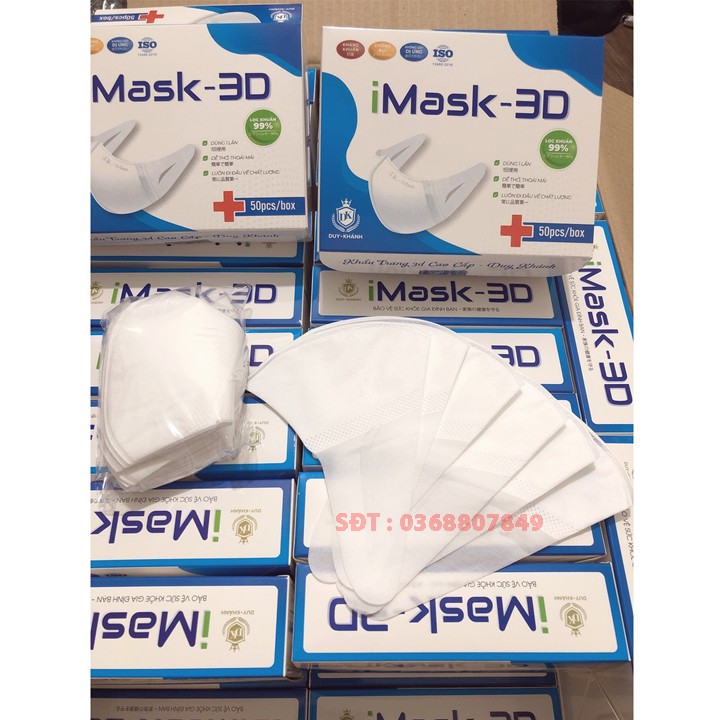 Khẩu trang 3D Mask công nghệ Nhật chống bụi mịn hộp đóng 50 cái chất quai co dãn
