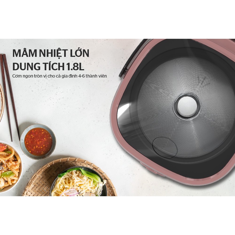 [New 2022] Nồi cơm điện Sunhouse SHD8627, Công suất 700W, Dung tích 1.8 lít, Sản xuất tại Việt Nam, Bảo hành 12 tháng