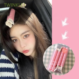 Set 2 kẹp tóc mái không tạo kiểu tóc phồng màu hồng cho nữ TWINKLE1