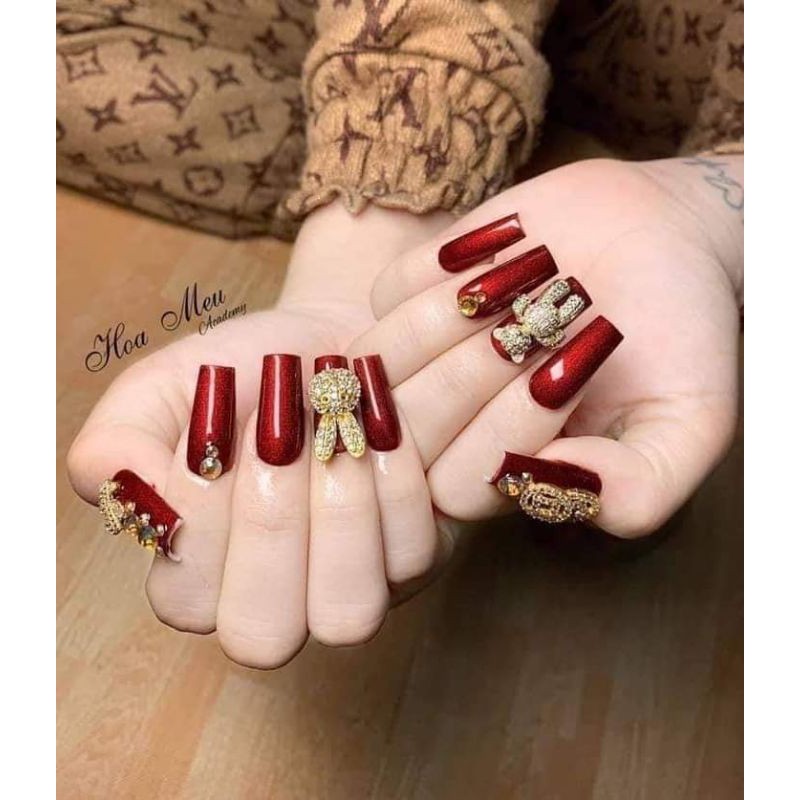 Charm gấu teddy nail full đá