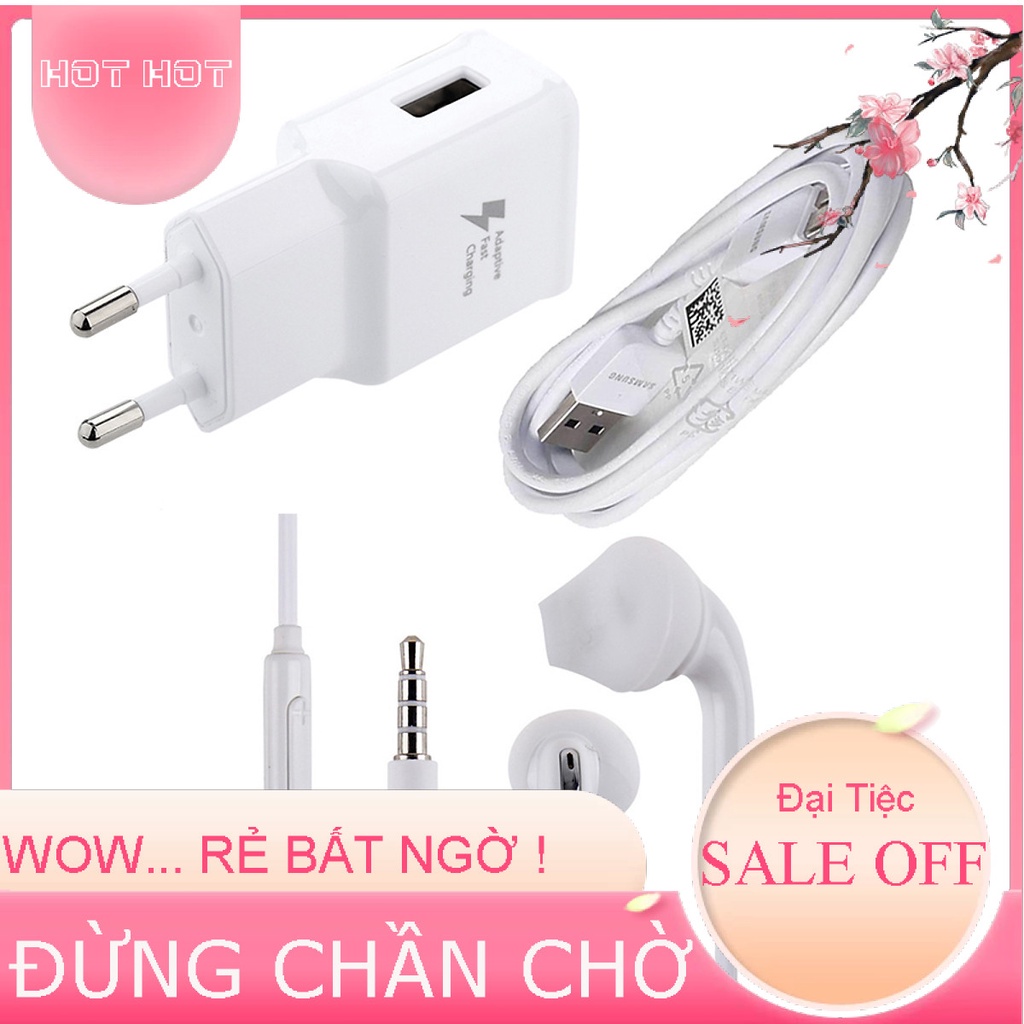 Rẻ vô địch - Combo Bộ Sạc Nhanh Samsung Fast Charge và Tai Nghe Samsung Cao Cấp Dùng Samsung Galaxy S6, S7, Note 6