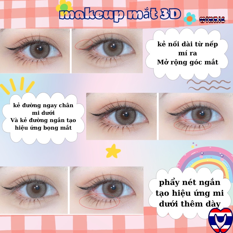 Bút kẻ bọng mắt Sweet Mint tạo nét mắt 3D to tròn sắc nét như vừa tạo hình thẩm mỹ - Nâu trà