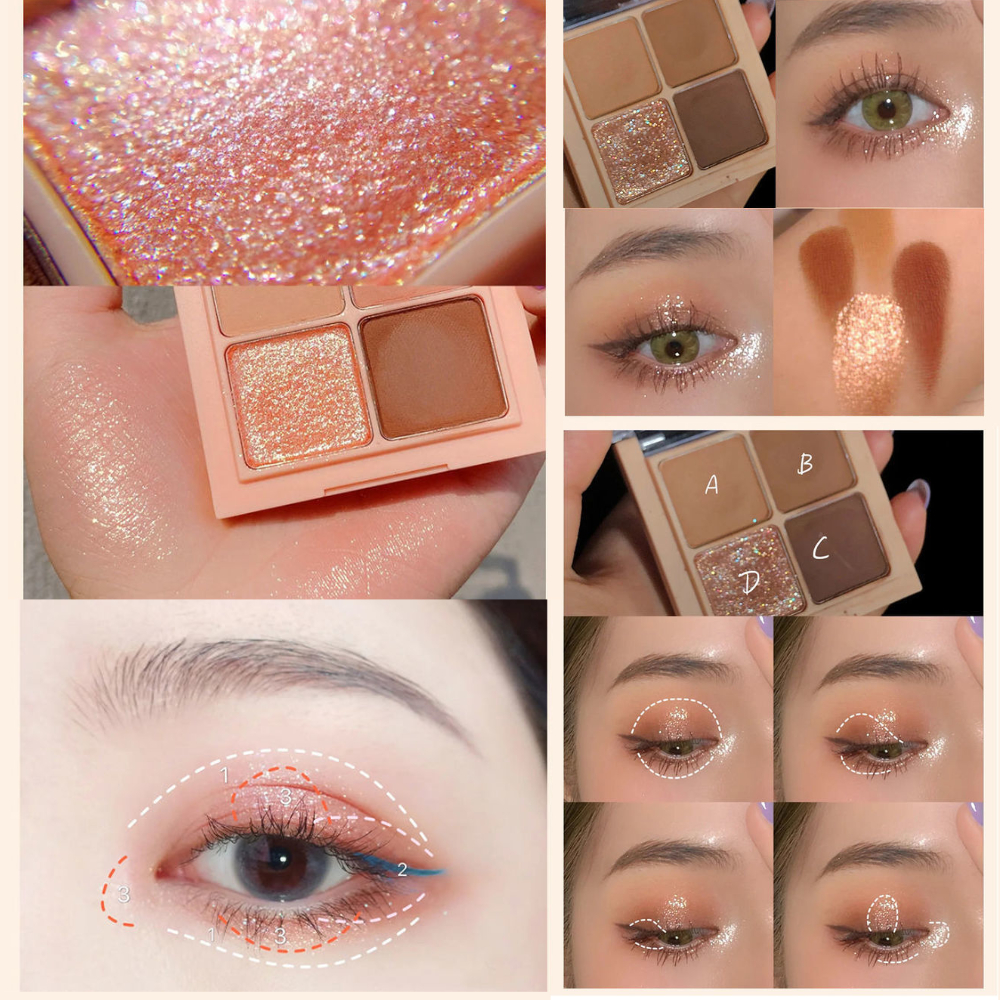 [Hàng mới về] Bảng phấn mắt 4 màu nhũ/ màu lỳ mịn màng không thấm nước | BigBuy360 - bigbuy360.vn