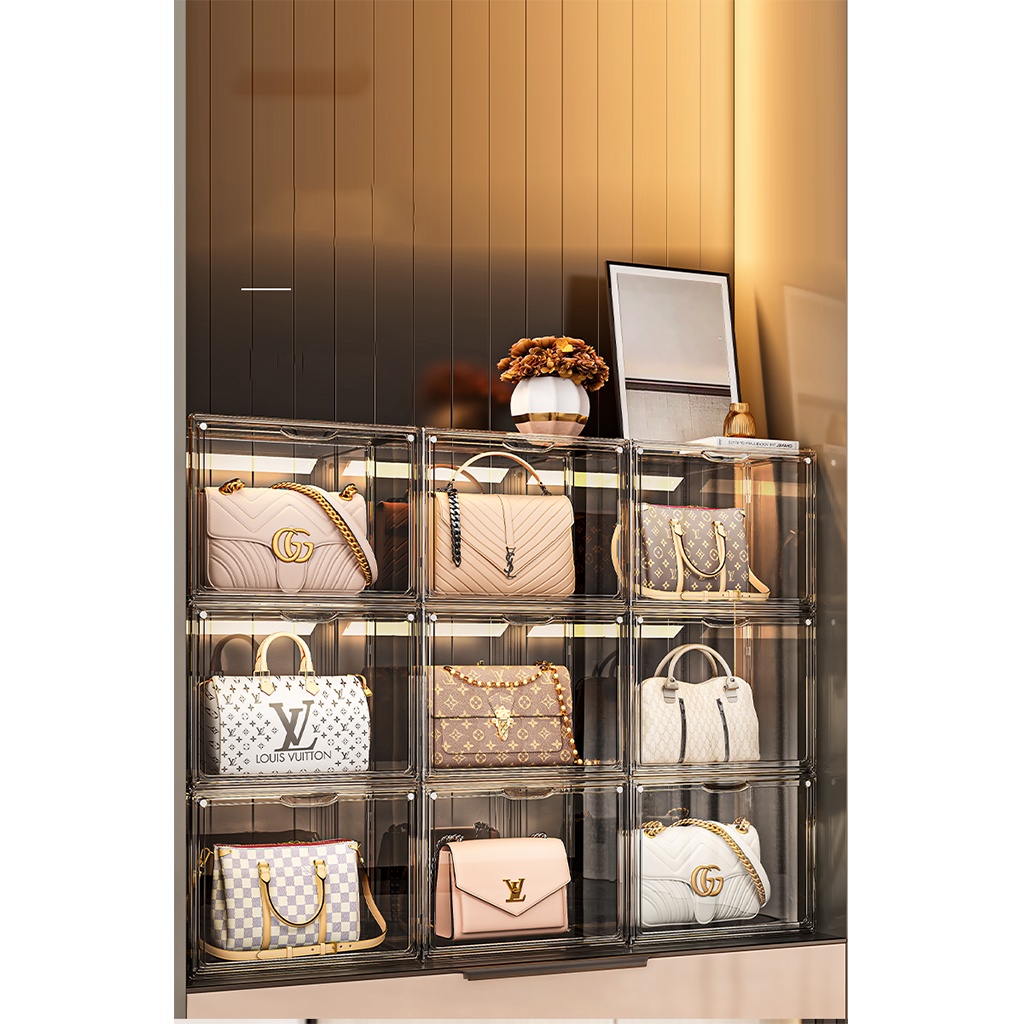 2 Hộp Đựng Túi Xách ráp thành tủ,kệ đựng túi xách – hộp đựng giày cổ cao 27CM cao cấp – BLUE DEER