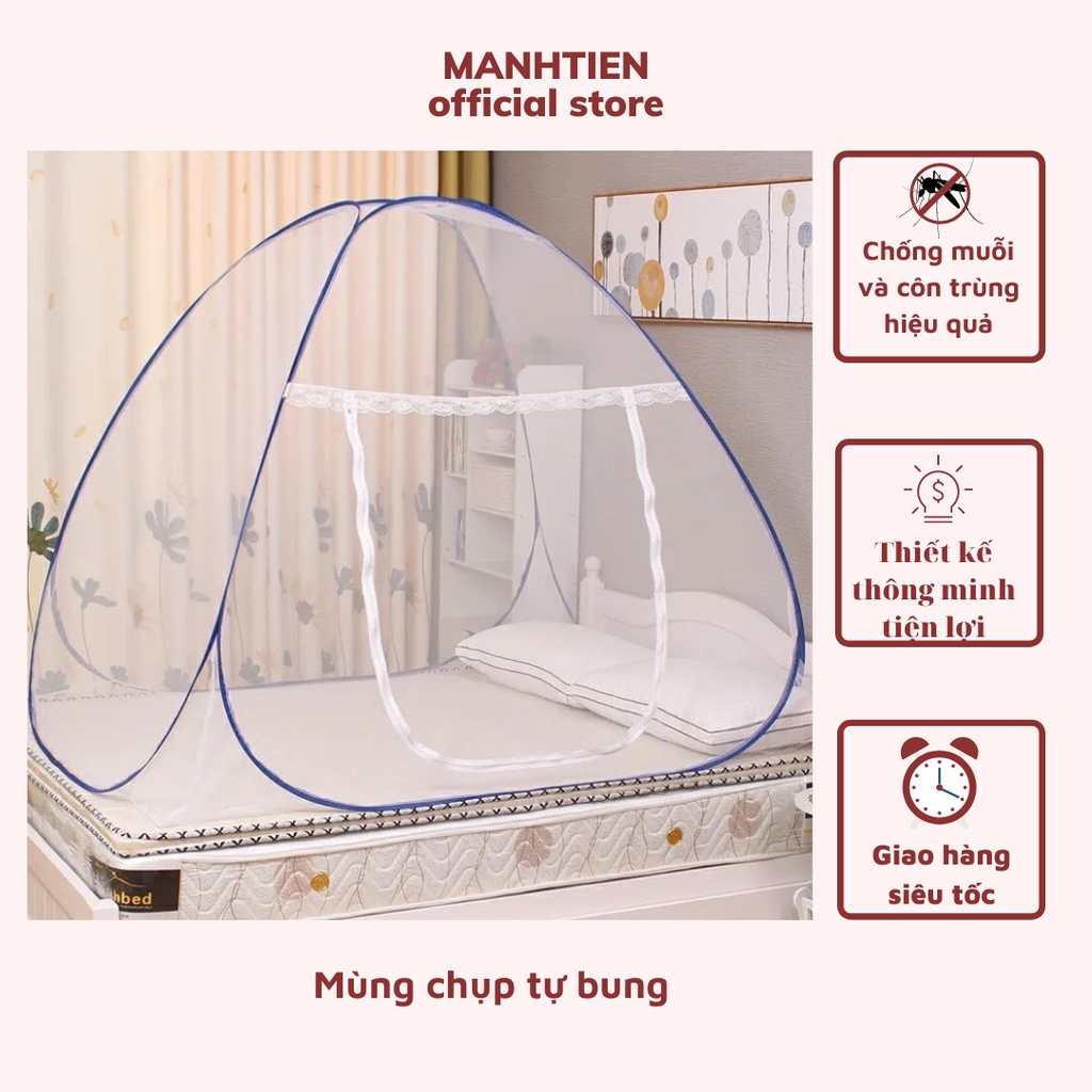 Mùng chụp tự bung đỉnh nhọn người lớn, màn chụp đỉnh nhọn cao cấp tiện lợi,bền, đẹp. BH 12 tháng - DTM Store