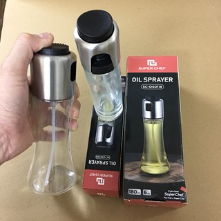 Chai xịt dầu ăn thủy tinh 90ml, 180ml inoox 304 cao cấp, nhựa PVC an toàn sức khỏe