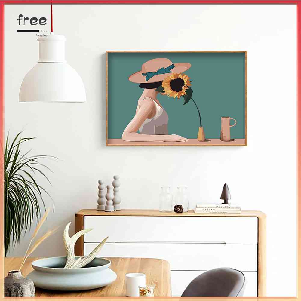 Bộ Tranh Đính Đá 5D Tự Làm Hình Cô Gái Và Hoa Hướng Dương Trang Trí Nhà Cửa