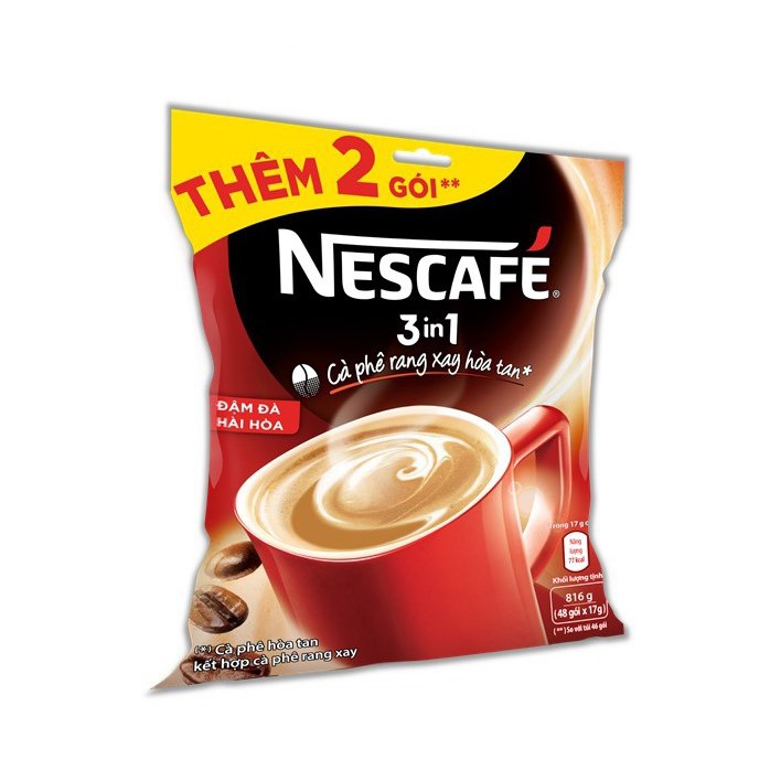 NESCAFÉ 3in1 Đậm đà hài hòa (Túi 46 góix17g)-Tặng thêm 2 gói