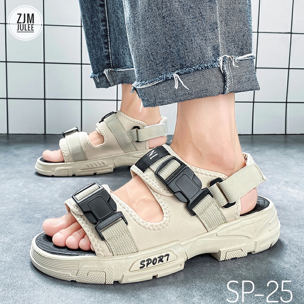 Sandal nam quai ngang SP-25 quai trơn đế dày 5cm cao cấp - quai sau tháo rời