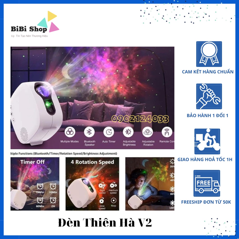 Đèn Thiên Hà V2 Loa Bluetooth Âm Thanh Cực Hay, Chiếu Bầu Trời Sao, Đèn Phòng Bay, Trang Trí Phòng
