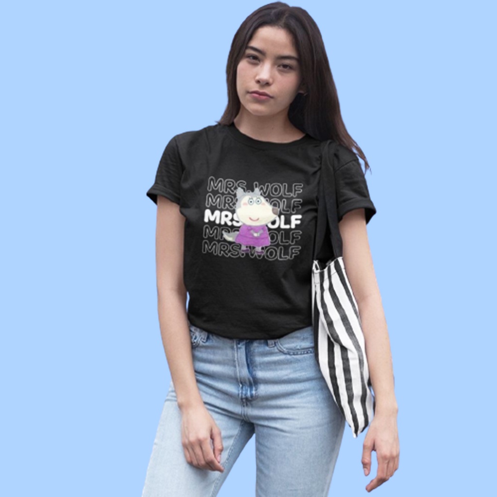 Áo Thun Cotton Tay Ngắn Màu Đen Cho Mẹ Mrs.Wolf