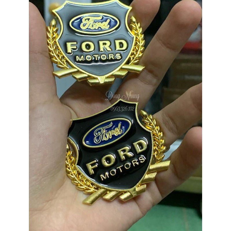 Bộ 2 logo bông lúa chất liệu hợp kim đồng hãng xe FORD