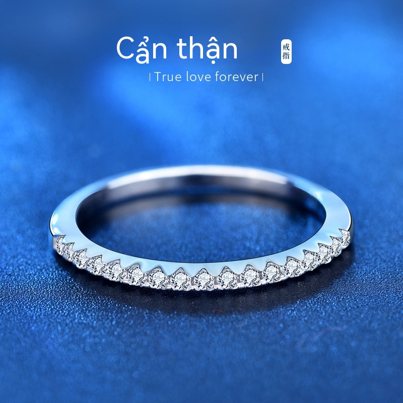 Kim Cương Nhân Tạo Moissanite Nhật bản hàn quốc đơn giản Kim cương 925 mu-sang hàng Kim cương nhẫn thời trang thời trang nhẫn nữ trang thời trang cao cấp mới quà tặng sinh nhật bạn gái của valentine