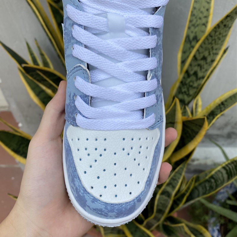Giày Jordan cổ cao Hyper Royal xanh loang nam nữ, Giày Jordan 1 high màu xanh nỉ, xanh ngọc bản đẹp full box bill