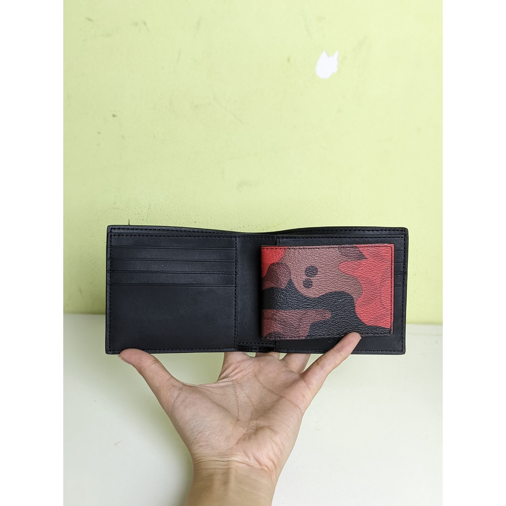 Ví Coach Nam Chính Hãng Fullbox Màu đỏ camo loang đen