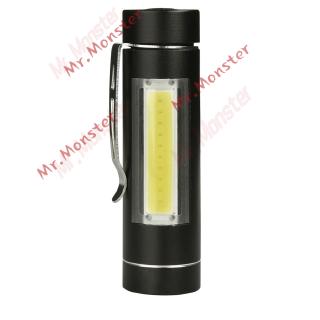 🎈mr.monster🎈mini 1 modes glare flashlight xpe q5 cob led pocket clip 14500/aa torch light