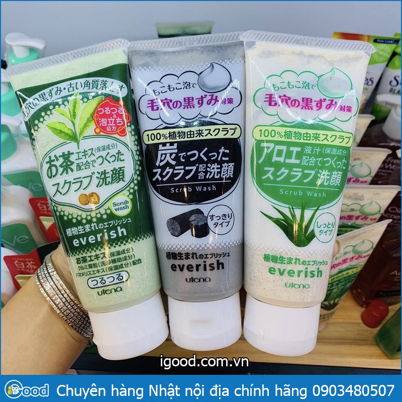 Sữa Rửa Mặt Tẩy Tế Bào Chết Utena Everish Nhật Bản 135g