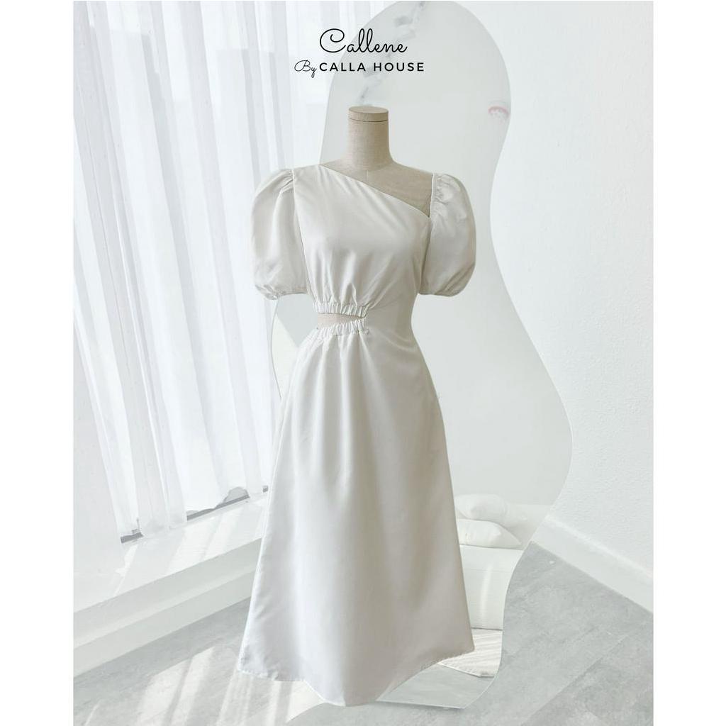 Đầm xéo cổ khoét eo sang trọng dự tiệc đi chơi Callene (L1911)