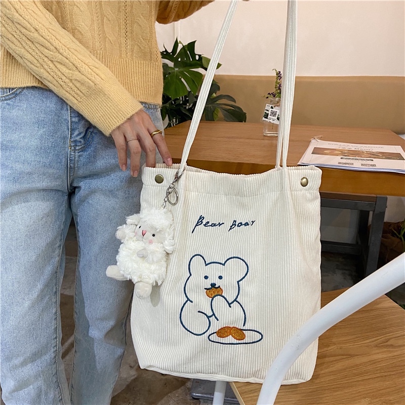 Túi tote bag vải nhung đeo vai style túi đi học đi chơi xinh đẹp giá rẻ TX93