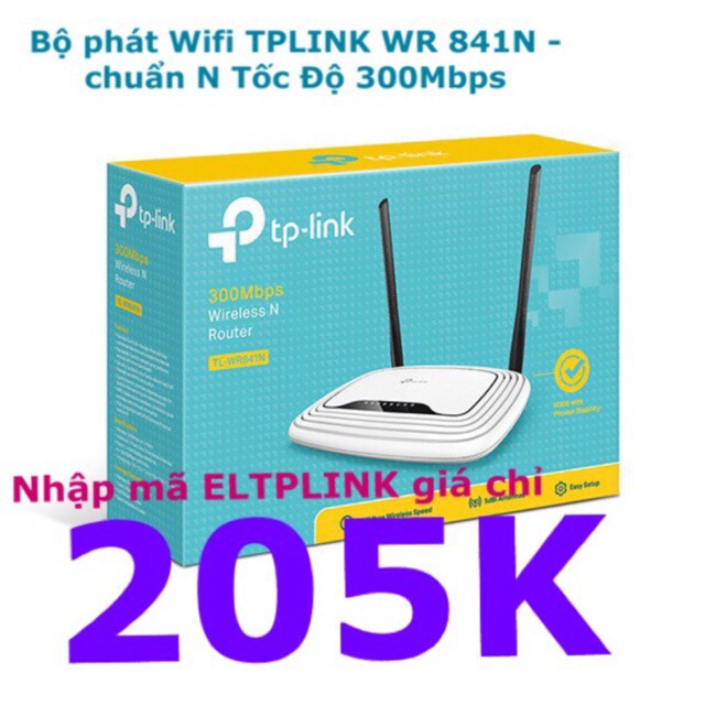 (Nhập mã TETEL còn 230K) Bộ phát Wifi TPLINK WR 841N - chuẩn N Tốc Độ 300Mbps TPLINK WR 841N - chuẩn N  2 dâu