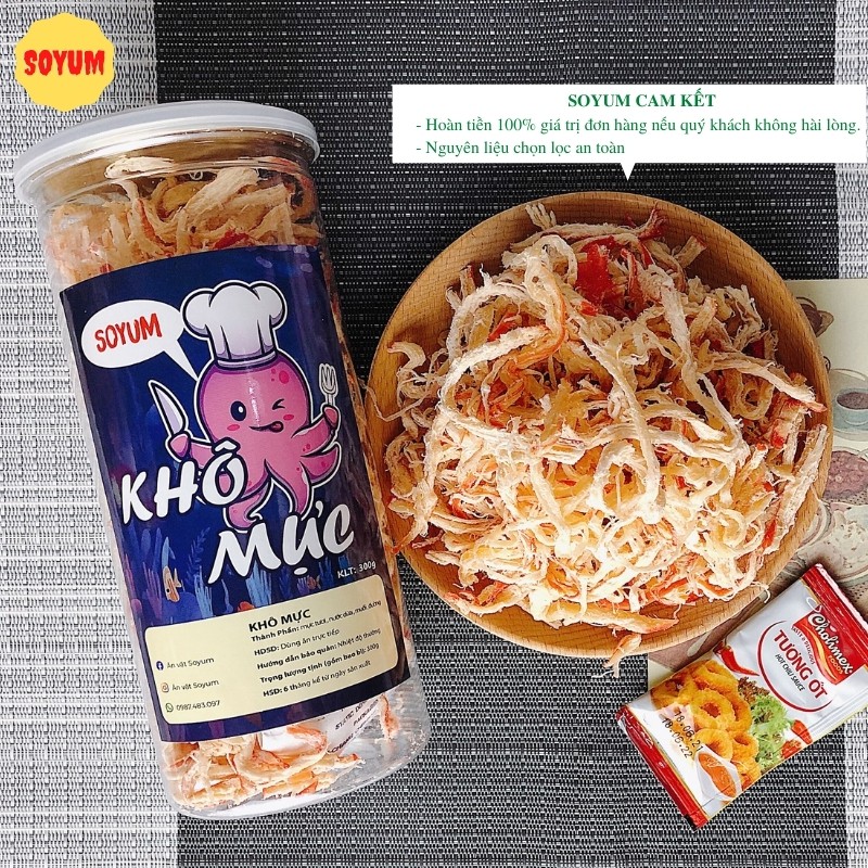 Khô mực hấp dừa xé sợi 300g ăn vặt SoYum vừa ngon vừa rẻ | BigBuy360 - bigbuy360.vn