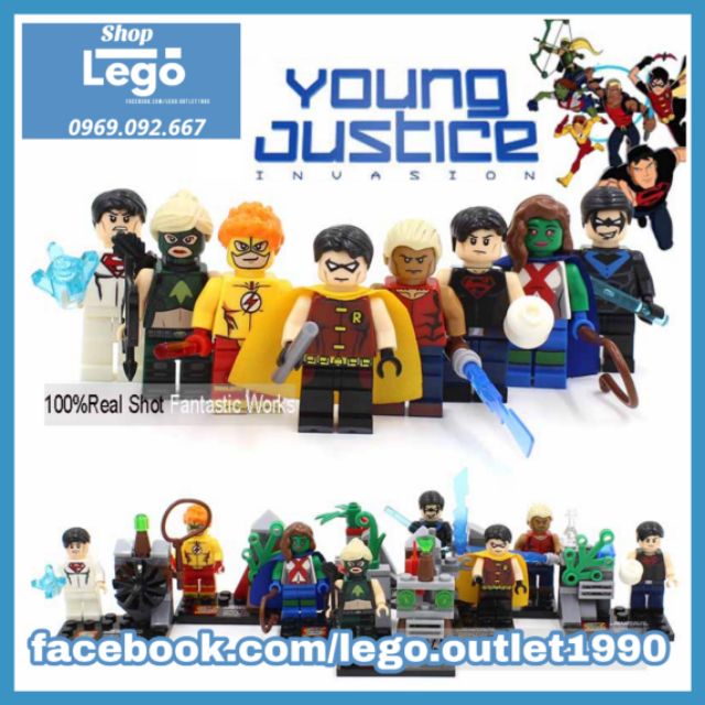 Xếp hình Nightwing Aqualad Artemis Miss Martian Superboy Kid Flash Red Robin Young Justice Lego Minifigures SY250