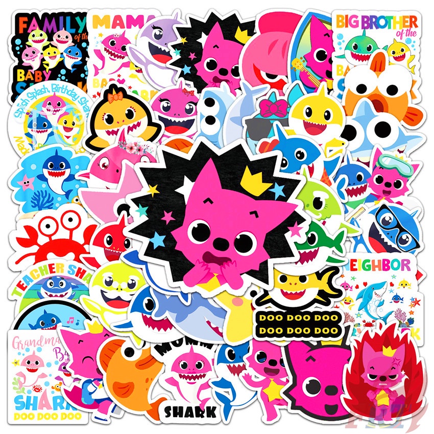 Bộ 50 miếng nhãn dán trang trí hình cá mập dễ thương cho trẻ nhỏ
