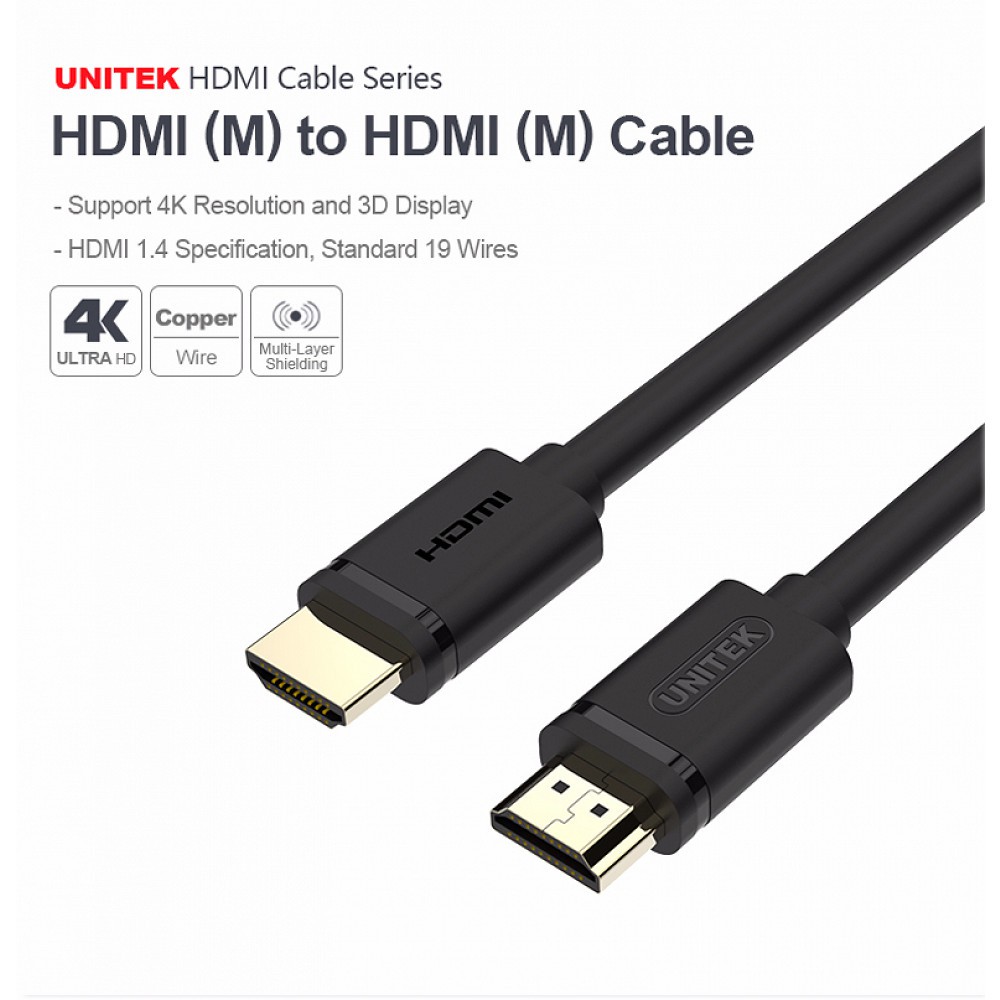 Cáp HDMI Unitek YC 139M 3m (Cáp xịn hỗ trợ 3D, 4K x 2K đạt độ phân giải Full HD) Bảo hành 12 tháng