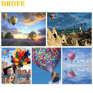 Tranh tô màu theo số hình khinh khí cầu 40x50cm
