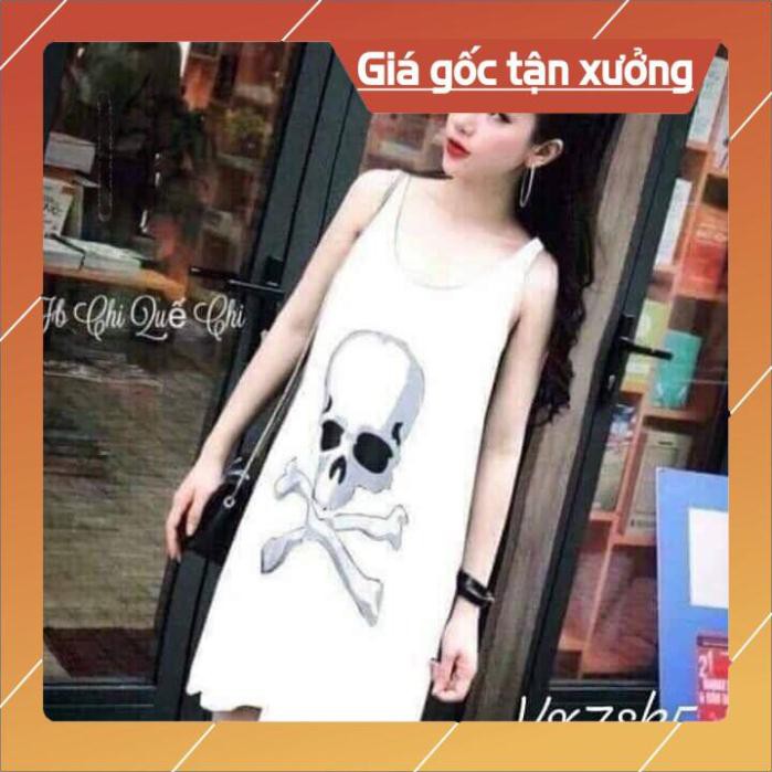 ⚡Flash Sale⚡ Váy Suông Không Tay Họa Tiết Đầu Lâu S229