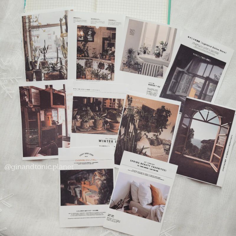 Set 10 tấm giấy nền trang trí phong cách tạp chí Nhật Bản aesthetic chủ đề du lịch dùng trang trí bullet journal