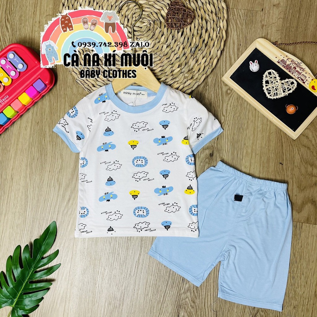 Bộ Minky Mom Thun LạnhFREE SHIPNgắn Tay Hàng Chuẩn Hoạ Tiết Dể Thương Cho Bé Gái Bé Trai, Đủ Màu