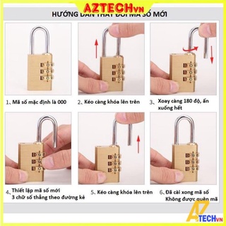 Ổ khoá mini 3 số đồng - ổ khoá vali , khoá tủ 3 số
