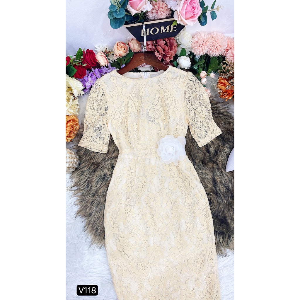 Váy ren be thiết kế tay bồng xinh xắn MC V118-tặng kèm nơ cài xinh