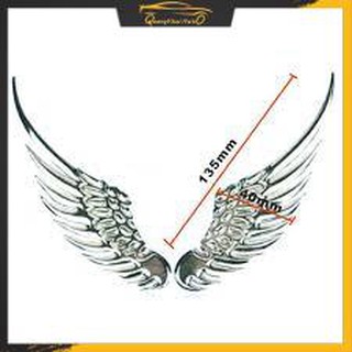 Dán tem Decal trang trí logo đôi cánh thiên thần 3d tem dán xe hơi